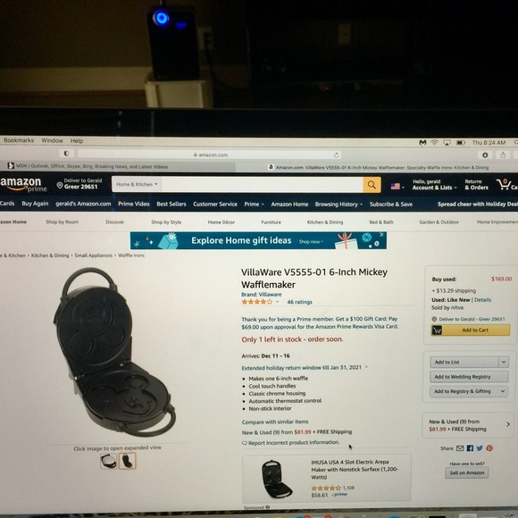 Waffle Iron Villaware 5555-01 Mickey Waffle Iron - Picture 6 of 11